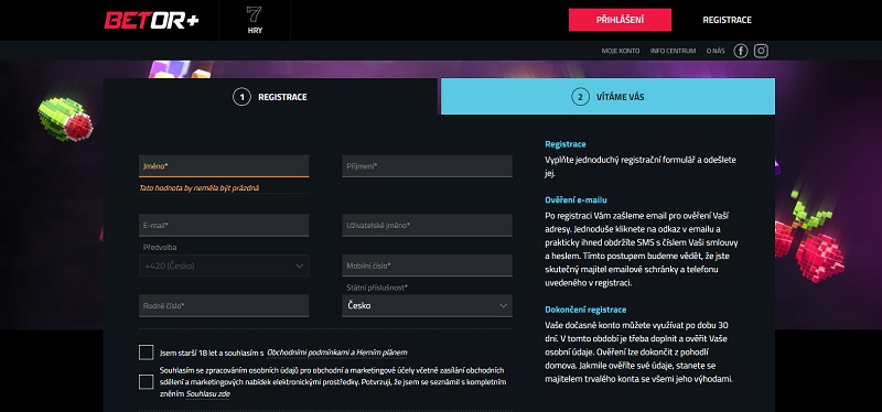 Betor casino registrace